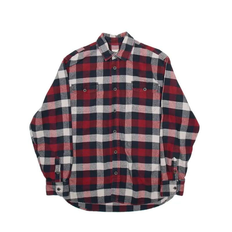 JACHS Mens Shirt Red Check Long Sleeve L