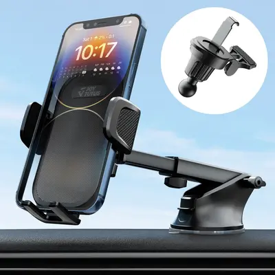 Joytutus 3-in-1 Universal Car Phone Mount with 360° Adjustable Ball Head & Metal Hook for All Smartphones & Car Models - Upg...