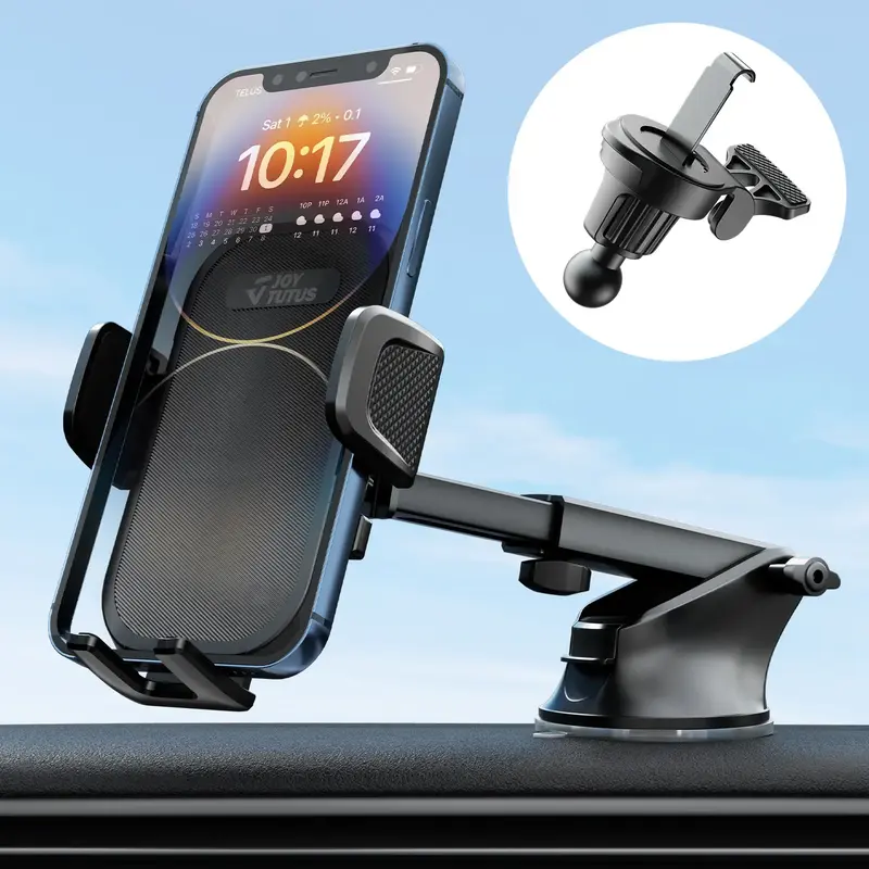 Joytutus 3-in-1 Universal Car Phone Mount with 360° Adjustable Ball Head & Metal Hook for All Smartphones & Car Models - Upg...