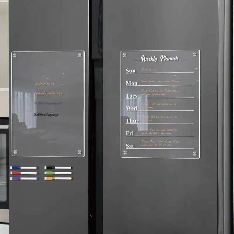 Magnetic Weekly Note Board & Whiteboard Marker Pen Set, 2 Counts Erasable Weekly Planner & 6 Counts Whiteboard Pen Set for Ho...