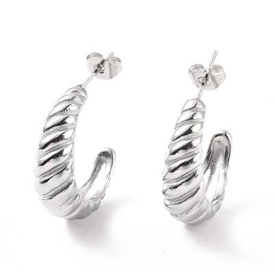 Non-Tarnish 304 Stainless Steel Croissant Stud Earrings for Women