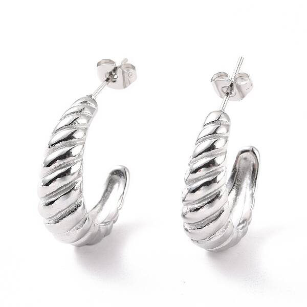 Non-Tarnish 304 Stainless Steel Croissant Stud Earrings for Women