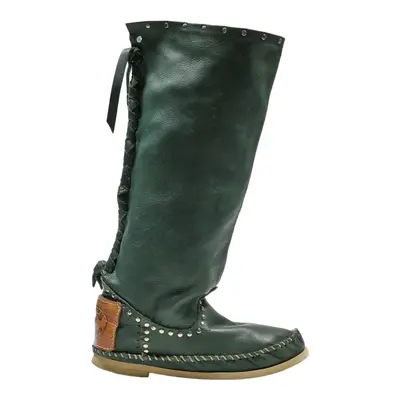 RICCIONE High Boots Green Leather Womens UK 2