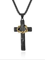 Men's Cross Pendant Necklace, Stainless Steel Jewelry for Party, Daily Clothing Decor, Trendy All-match & Exquisite Jewelry f...