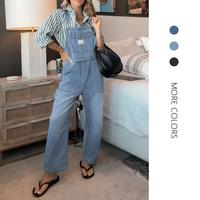Danedvi Womens Denim Overalls Casual Loose Fit Bib Adjustable Strap Wide Leg Capri Jean Jumpsuits