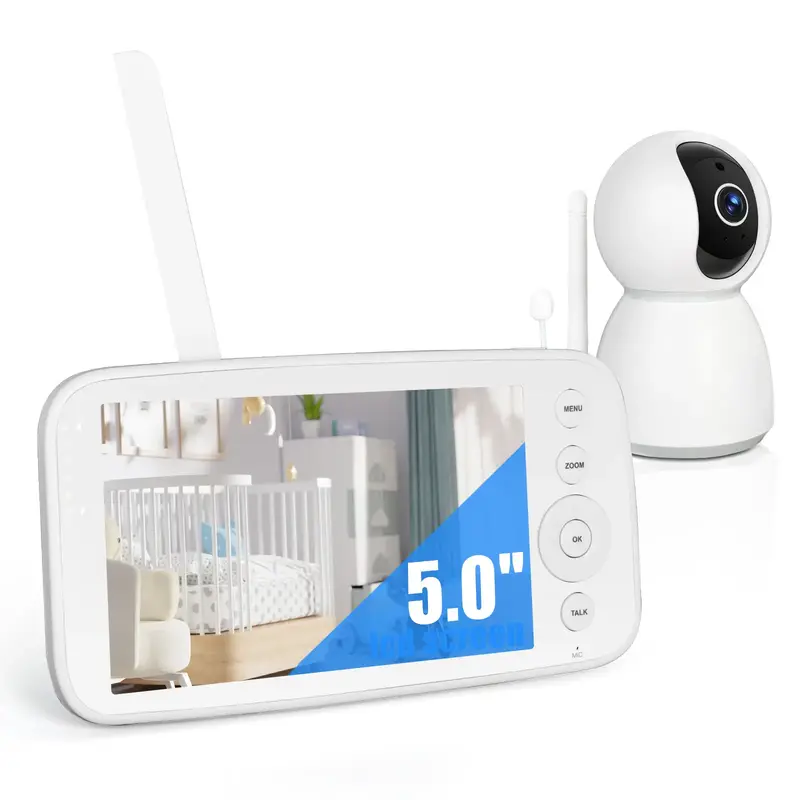 AEEZO 5 Inch HD Video Monitor with IR Night Vision, 30-Hour Battery, 2 Way Audio, Temperature Sensor, 8 Lullabies, Ideal for ...