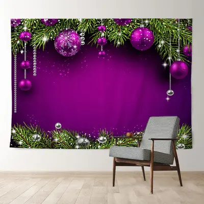 Aperturee Purple Bauble Silver Glitter Christmas Backdrop