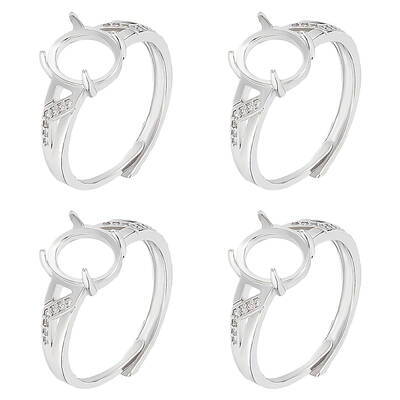 4Pcs Adjustable Brass Solitaire Ring Settings