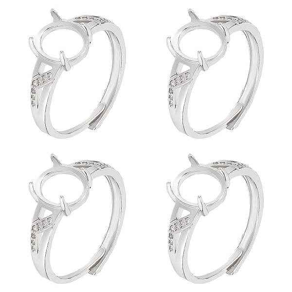 4Pcs Adjustable Brass Solitaire Ring Settings