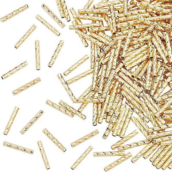 SUPERFINDINGS about 300Pcs Brass Tubes Beads 1.5mm Tubes Spacer Beads Gold Plated Noodle Tube Beads for DIY Bracelet Anklet N...