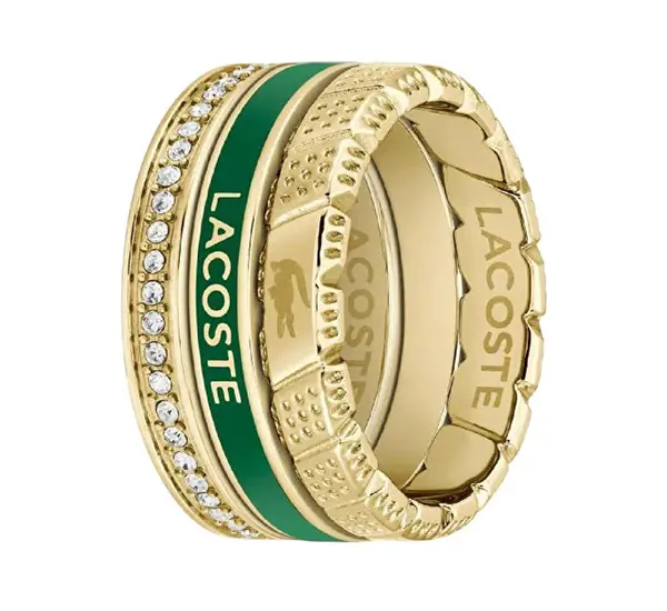 Lacoste Elegante Set Di Anelli In Acciaio 2040282 - Circuito: 56 Mm