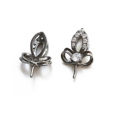 Brass Pave Clear Cubic Zirconia Leaf Head Pins