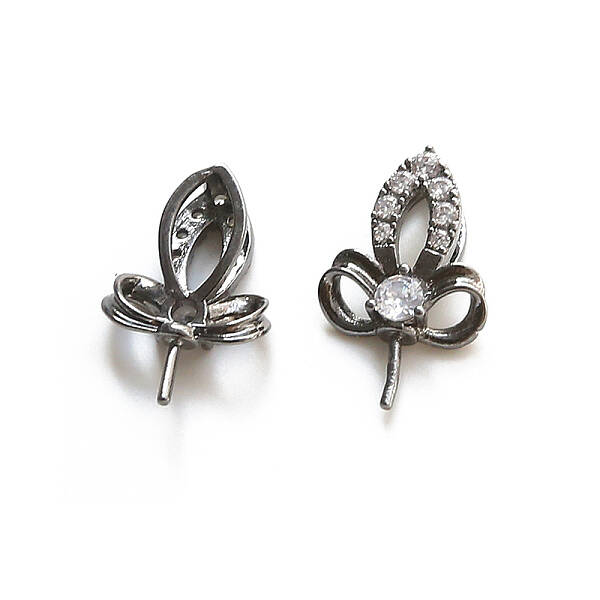Brass Pave Clear Cubic Zirconia Leaf Head Pins
