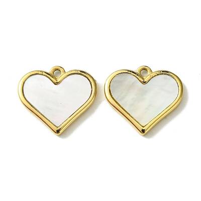 Ion Plating(IP) 304 Stainless Steel Pave Shell Heart Charms