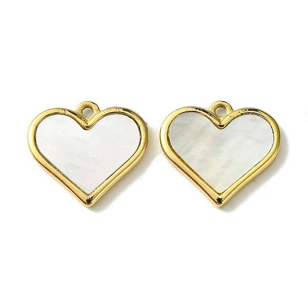 Ion Plating(IP) 304 Stainless Steel Pave Shell Heart Charms