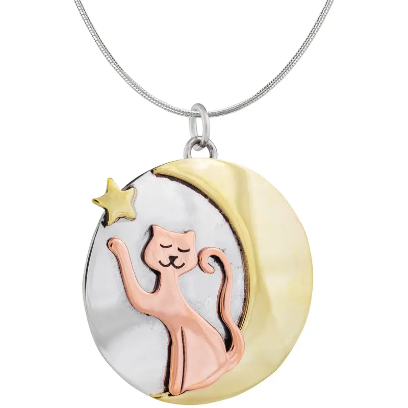 Star Bright Cat Sterling Necklace - with Snake Chain