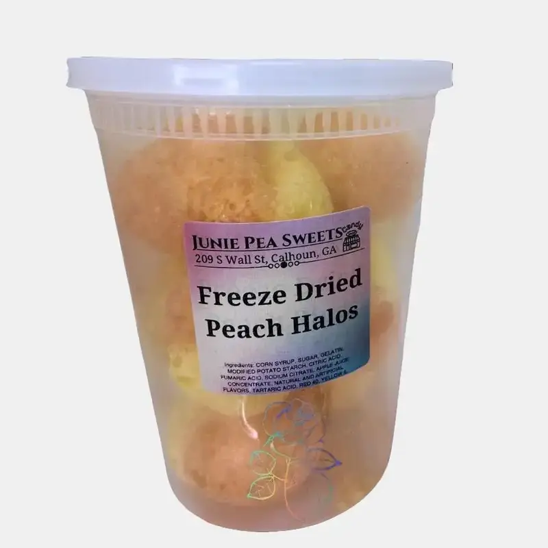 Peach Halos (Freeze Dried Candy) - Sweet Tangy Snack Candy Bite Size Bonbon Gluten Free Vitamin Rich On The Go Treat