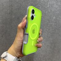 Magnetic Neon Color Matte Translucent Armor Shockproof Case For iPhone 16 13 12 14 15 Pro Max For Magsafe Wireless Charge Cov...