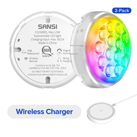 SANSI Upgraded Wireless Rechargeable Pool Lights ，Submersible RBG LED Pond Lights ，Fully sealed， Color Changing Underwa...