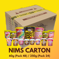 NIMS Crispy Choco Assorted Flavor 250g/8.8oz (Pack 24) and 60g/2.1oz (Pack 48)