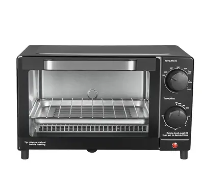 4-Slice Toaster Oven with 3 Adjustable Settings, Includes Baking Rack & Pan, Versatile Cooking for All Sizes
