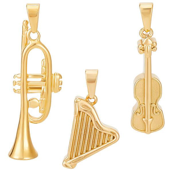 3Pcs 3 Style 304 Stainless Steel Pendants