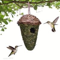 Natural Moss Hummingbird House, Outdoor Hanging Hummingbird House, Swing Bird Nest for Garden & Window Decoration, Bird Lover...