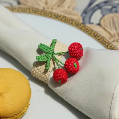 Cherry Napkin Ring - Made of Iraca Palm - Sold by Set | Pack: Pack of 4