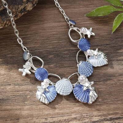 Summer Beach Alloy Colorful Enamel Starfish & Shell Bib Necklaces