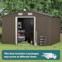 [2/3 packages delivery] Kullavik Outdoor Storage Shed, Waterproof Metal Tool Shed with Door,Ramp Plate for Outside,Garden,Bac...