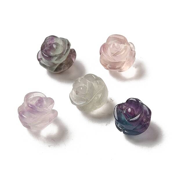 Natural Fluorite Carved Flower Scattered Beads
