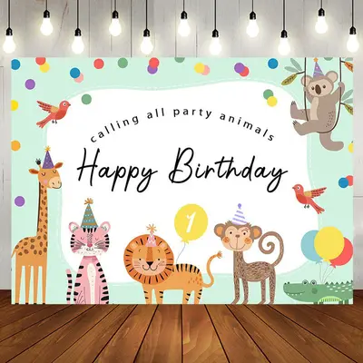 Calling All Party Animal Dot Happy Birthday Backdrop - Aperturee