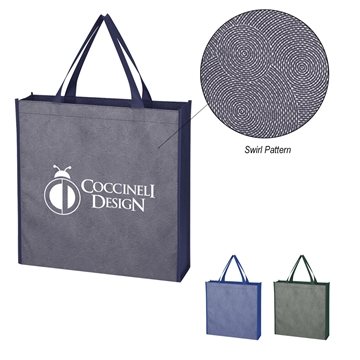 150 Customized Silver Swirls Non-Woven Tote Bag - Water Resistant
