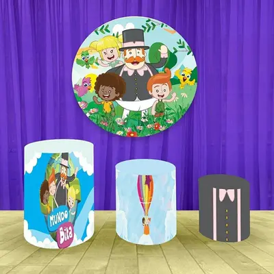 Aperturee Happy Kids And Grassland Round Happy Birthday Backdrop Kit | Circle Party Backdrop | Birthday Backdrop Ideas | Cust...