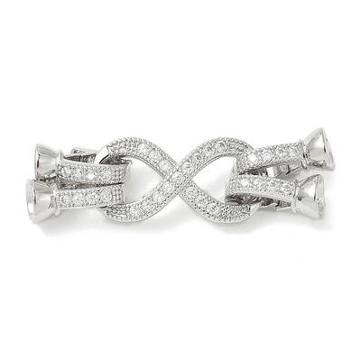 Brass Micro Pave Clear Cubic Zirconia Fold Over Clasps