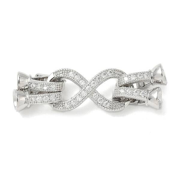 Brass Micro Pave Clear Cubic Zirconia Fold Over Clasps