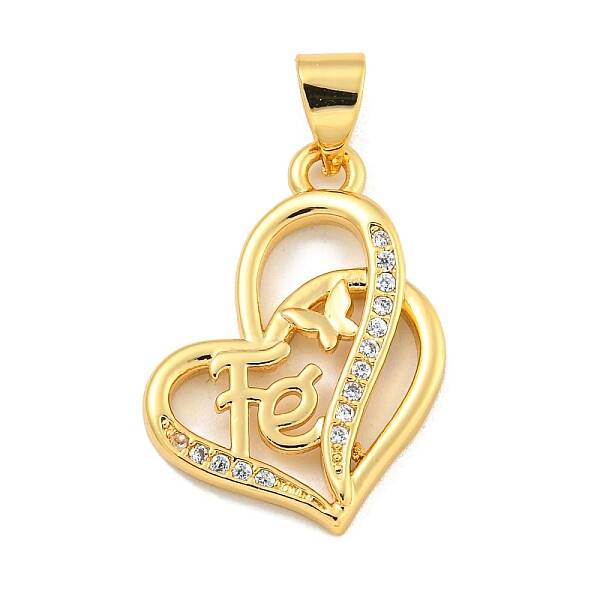 Rack Plating Brass Micro Pave Clear Cubic Zirconia Pendants