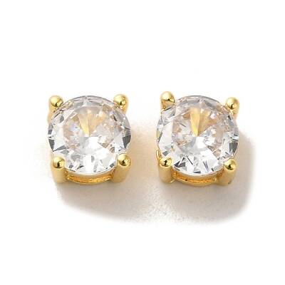 Brass with  Single Clear  Cubic Zirconia Bead