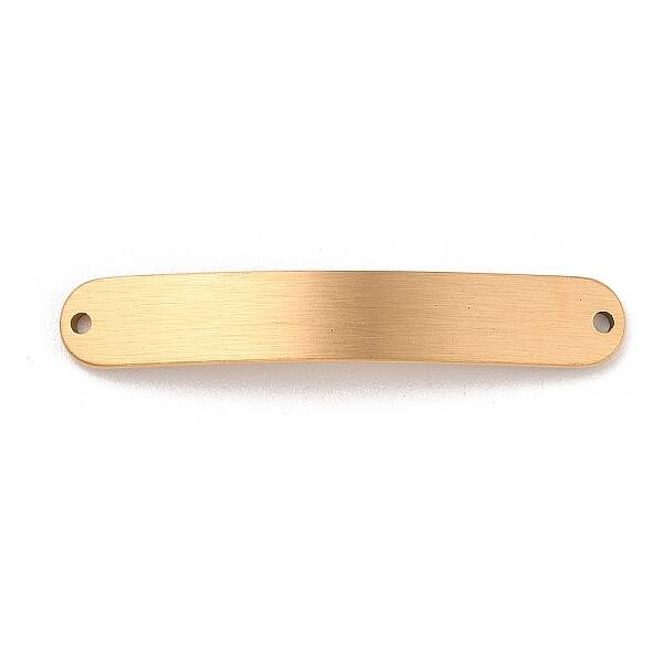 304 Stainless Steel Brushed Curved Rectangle Connector Charms