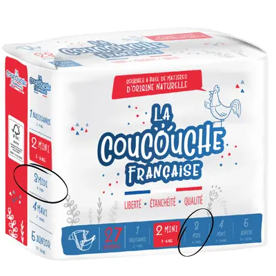 La Coucouche Française - Size 3 - Midi 4-9 kg - 27 diapers
