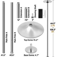 【Heavy Duty】Yaheetech 45mm Portable Dance Pole Spinning Static Dancing Pole For Home Portable Removable Home Dancing Pole...