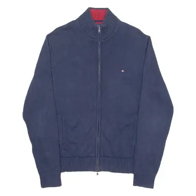 TOMMY HILFIGER Mens Jumper Blue High Neck Tight Knit S