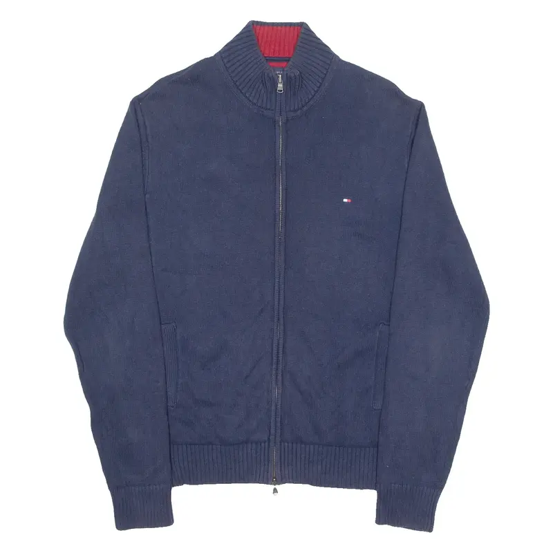 TOMMY HILFIGER Mens Jumper Blue High Neck Tight Knit S