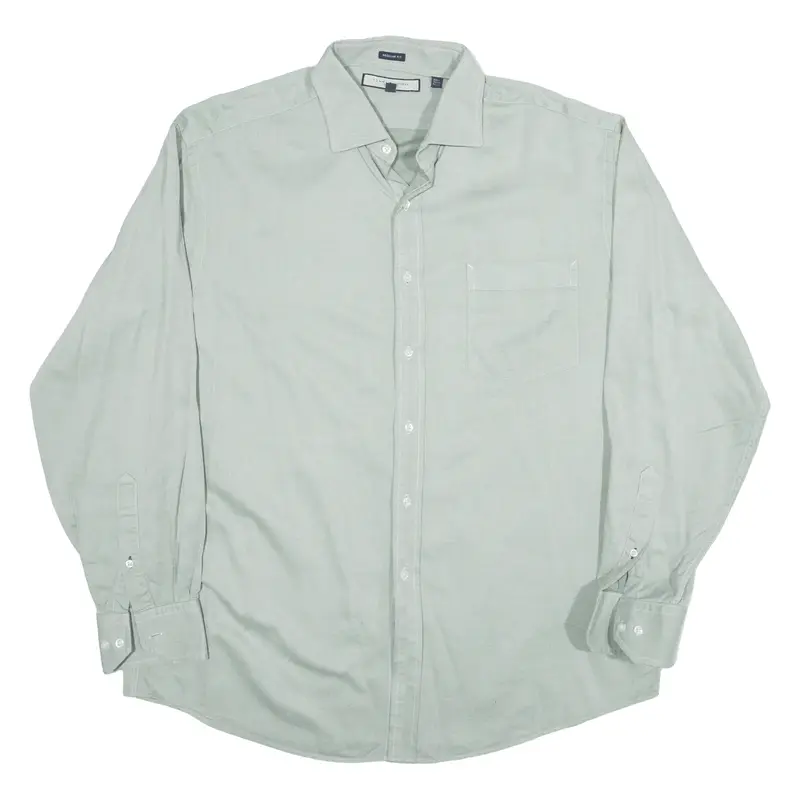 TOMMY HILFIGER Plain Shirt Green Long Sleeve Mens L