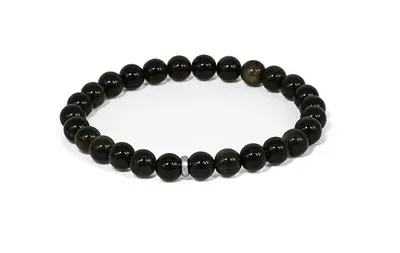 Agato Bracciale Con Perline Di Ossidiana Mink142/20