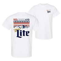 Red White And Miller Lite T-shirt, 4th Of July Shirt, America Shirt, Colorfull, For Him, For Her, Casual Crew Neck, Graphic T...