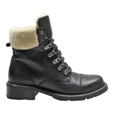 FRYE Lace-Up Boots Black Leather Womens UK 7.5