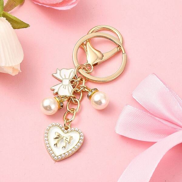 Heart & Bowknot Alloy Enamel Pendant Keychain