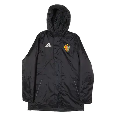 ADIDAS FC Basel Training Boys Coat Black Nylon Hooded 13-14Y