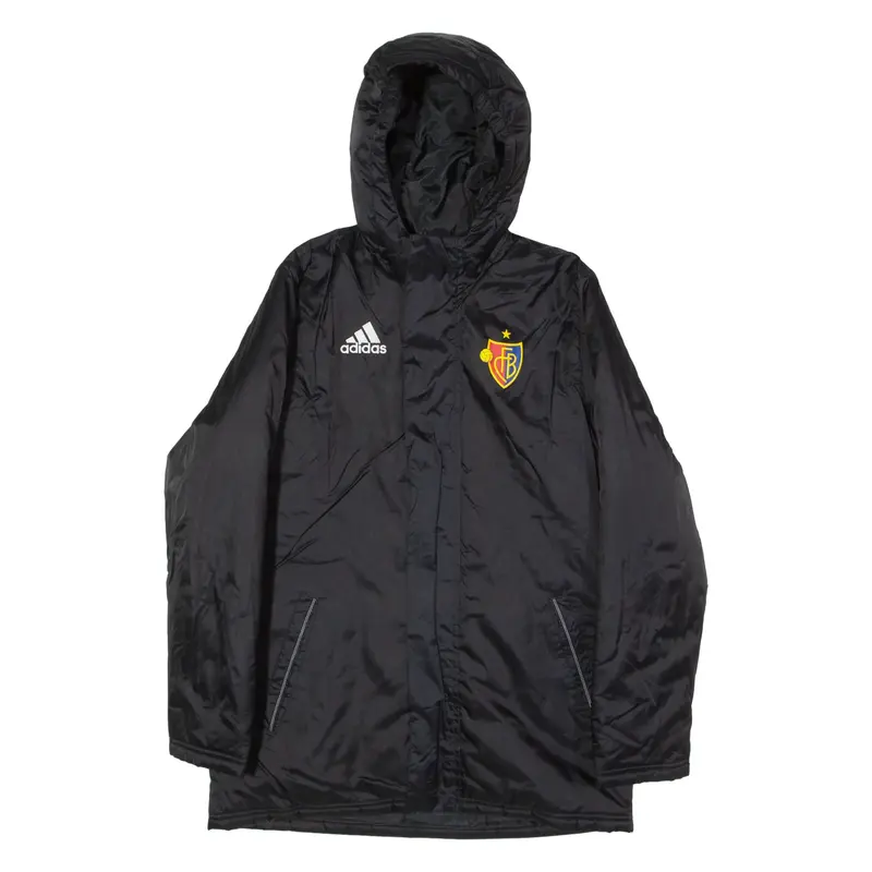 ADIDAS FC Basel Training Boys Coat Black Nylon Hooded 13-14Y